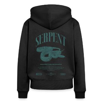 Gardien de reptiles python réticulé Streetwear - Sweat à capuche zippé Premium bio Femme - noir - Dos - Julia (174cm)