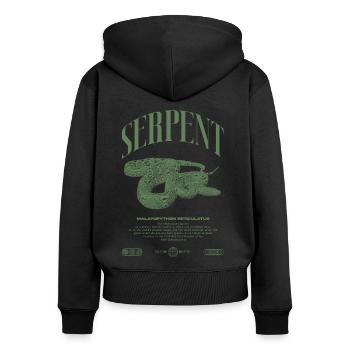 Retikulierte Python Reptile Keeper Streetwear - Frauen Premium Bio Zip Hoodie - Schwarz - Hinten - Julia (174cm)