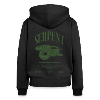 Gardien de reptiles python réticulé Streetwear - Sweat à capuche zippé Premium bio Femme - noir - Dos - Julia (174cm)