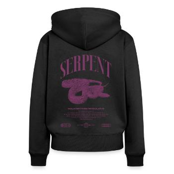 Gardien de reptiles python réticulé Streetwear - Sweat à capuche zippé Premium bio Femme - noir - Dos - Julia (174cm)