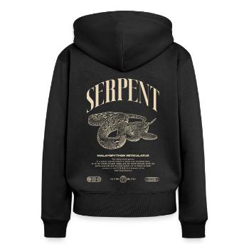 Gardien de reptiles python réticulé Streetwear - Sweat à capuche zippé Premium bio Femme - noir - Dos - Julia (174cm)