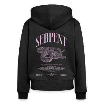 Gardien de reptiles python réticulé Streetwear - Sweat à capuche zippé Premium bio Femme - noir - Dos - Julia (174cm)