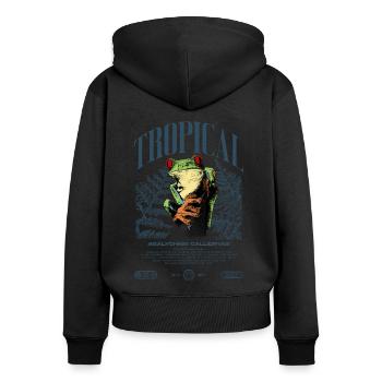 Grenouille arboricole aux yeux rouges Amphibien de la forêt tropicale - Sweat à capuche zippé Premium bio Femme - noir - Dos - Julia (174cm)