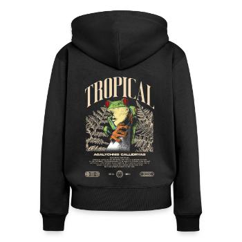 Grenouille arboricole aux yeux rouges Amphibien de la forêt tropicale - Sweat à capuche zippé Premium bio Femme - noir - Dos - Julia (174cm)