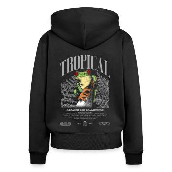Grenouille arboricole aux yeux rouges Amphibien de la forêt tropicale - Sweat à capuche zippé Premium bio Femme - noir - Dos - Julia (174cm)