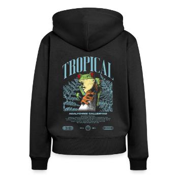 Grenouille arboricole aux yeux rouges Amphibien de la forêt tropicale - Sweat à capuche zippé Premium bio Femme - noir - Dos - Julia (174cm)