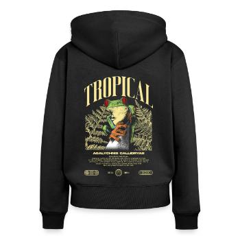Grenouille arboricole aux yeux rouges Amphibien de la forêt tropicale - Sweat à capuche zippé Premium bio Femme - noir - Dos - Julia (174cm)
