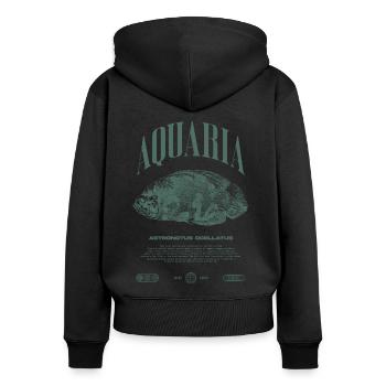 Oscar Fish Keeper Modern Streetwear - Women's Premium Organic Zip Hoodie - black - Back - Julia (174cm)