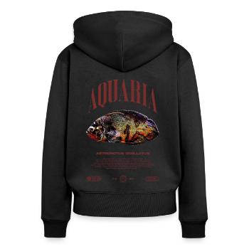 Oscar Fish Keeper Modern Streetwear - Women's Premium Organic Zip Hoodie - black - Back - Julia (174cm)