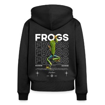 Rotäugiger Laubfrosch Streetwear Frosch - Frauen Premium Bio Zip Hoodie - Schwarz - Hinten - Julia (174cm)