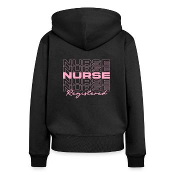 Infirmière autorisée Infirmières médicales élégantes - Sweat à capuche zippé Premium bio Femme - noir - Dos - Julia (174cm)