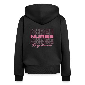 Infirmière autorisée Infirmières médicales élégantes - Sweat à capuche zippé Premium bio Femme - noir - Dos - Julia (174cm)
