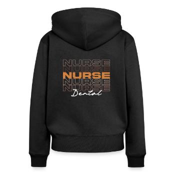 Black Dental Nurse Melanin African Medical Nurses - Women's Premium Organic Zip Hoodie - black - Back - Julia (174cm)