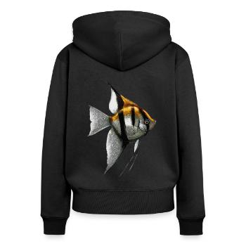 Altum Angelfish Cichlid Gardien de Poissons Streetwear - Sweat à capuche zippé Premium bio Femme - noir - Dos - Julia (174cm)
