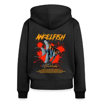 Kaiserfisch Fish Keeper Moderne Streetwear - Frauen Premium Bio Zip Hoodie - Schwarz - Hinten - Julia (174cm)
