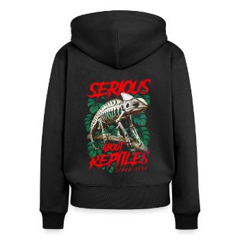 Pris au sérieux par les reptiles Gardien de reptiles Né en 1937 - Sweat à capuche zippé Premium bio Femme - noir - Dos - Julia (174cm)