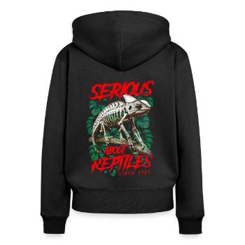 Pris au sérieux par les reptiles Gardien de reptiles Né en 1981 - Sweat à capuche zippé Premium bio Femme - noir - Dos - Julia (174cm)