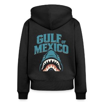 Golfe du Mexique - Sweat à capuche zippé Premium bio Femme - noir - Dos - Julia (174cm)