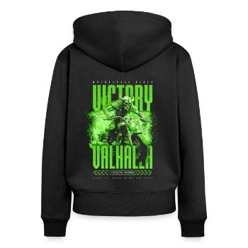 Motorcycle Norse Viking Victory Or Valhalla - Women's Premium Organic Zip Hoodie - black - Back - Julia (174cm)