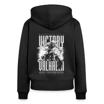 Motorcycle Norse Viking Victory Or Valhalla - Women's Premium Organic Zip Hoodie - black - Back - Julia (174cm)