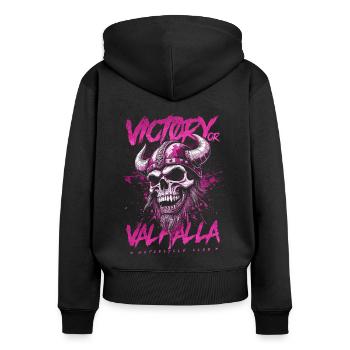 Motorcycle Norse Viking Victory Or Valhalla - Women's Premium Organic Zip Hoodie - black - Back - Julia (174cm)