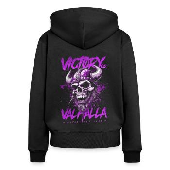 Motorcycle Norse Viking Victory Or Valhalla - Women's Premium Organic Zip Hoodie - black - Back - Julia (174cm)