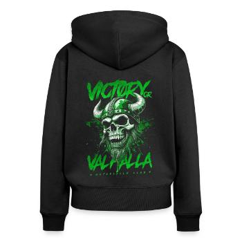 Motorcycle Norse Viking Victory Or Valhalla - Women's Premium Organic Zip Hoodie - black - Back - Julia (174cm)