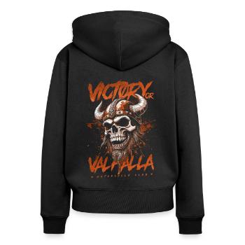 Motorcycle Norse Viking Victory Or Valhalla - Women's Premium Organic Zip Hoodie - black - Back - Julia (174cm)