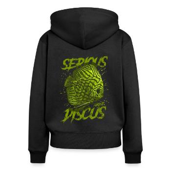 Sérieux au sujet du discus aquariophile gardien de discus - Sweat à capuche zippé Premium bio Femme - noir - Dos - Julia (174cm)