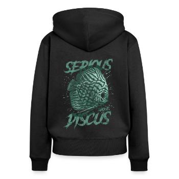 Sérieux au sujet du discus aquariophile gardien de discus - Sweat à capuche zippé Premium bio Femme - noir - Dos - Julia (174cm)