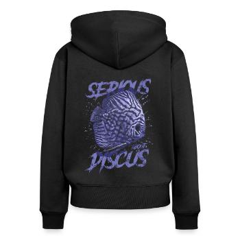 Sérieux au sujet du discus aquariophile gardien de discus - Sweat à capuche zippé Premium bio Femme - noir - Dos - Julia (174cm)