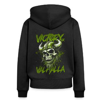 Norse Viking Victory Or Valhalla - Women's Premium Organic Zip Hoodie - black - Back - Julia (174cm)