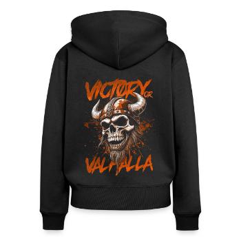 Norse Viking Victory Or Valhalla - Women's Premium Organic Zip Hoodie - black - Back - Julia (174cm)