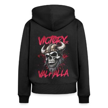 Norse Viking Victory Or Valhalla - Women's Premium Organic Zip Hoodie - black - Back - Julia (174cm)
