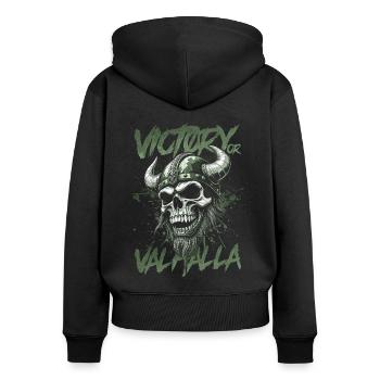 Norse Viking Victory Or Valhalla - Women's Premium Organic Zip Hoodie - black - Back - Julia (174cm)
