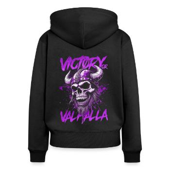 Norse Viking Victory Or Valhalla - Women's Premium Organic Zip Hoodie - black - Back - Julia (174cm)