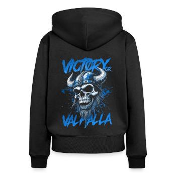 Norse Viking Victory Or Valhalla - Women's Premium Organic Zip Hoodie - black - Back - Julia (174cm)
