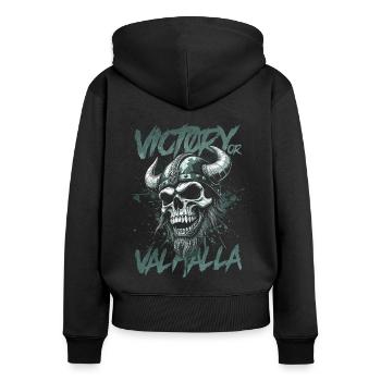 Norse Viking Victory Or Valhalla - Women's Premium Organic Zip Hoodie - black - Back - Julia (174cm)