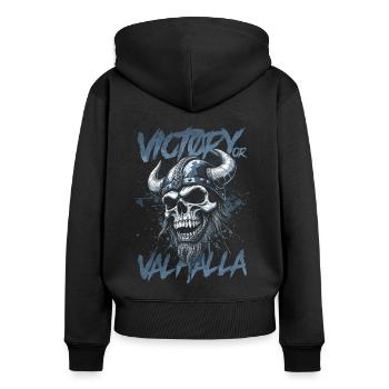 Norse Viking Victory Or Valhalla - Women's Premium Organic Zip Hoodie - black - Back - Julia (174cm)