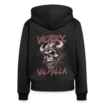Norse Viking Victory Or Valhalla - Women's Premium Organic Zip Hoodie - black - Back - Julia (174cm)