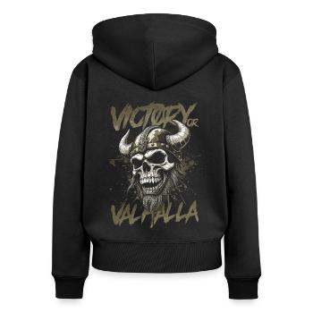 Norse Viking Victory Or Valhalla - Women's Premium Organic Zip Hoodie - black - Back - Julia (174cm)