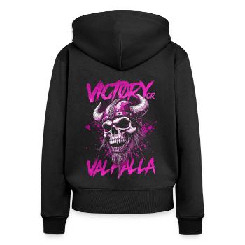 Norse Viking Victory Or Valhalla - Women's Premium Organic Zip Hoodie - black - Back - Julia (174cm)