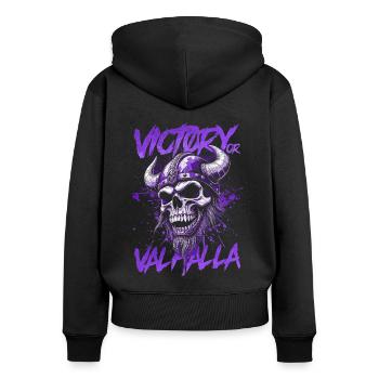 Norse Viking Victory Or Valhalla - Women's Premium Organic Zip Hoodie - black - Back - Julia (174cm)