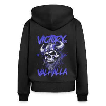 Norse Viking Victory Or Valhalla - Women's Premium Organic Zip Hoodie - black - Back - Julia (174cm)