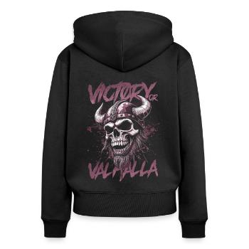 Norse Viking Victory Or Valhalla - Women's Premium Organic Zip Hoodie - black - Back - Julia (174cm)