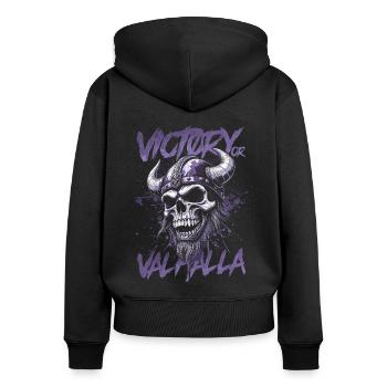Norse Viking Victory Or Valhalla - Women's Premium Organic Zip Hoodie - black - Back - Julia (174cm)