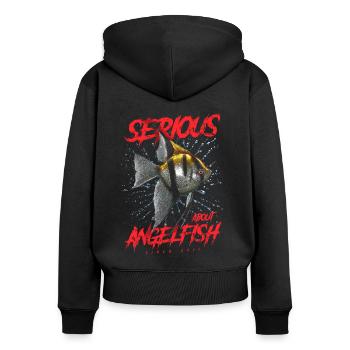Ernsthaft in Sachen Diskusfische seit 2011 - Frauen Premium Bio Zip Hoodie - Schwarz - Hinten - Julia (174cm)