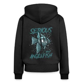 Ernsthaft über Altum Kaiserfisch Fish Keeper - Frauen Premium Bio Zip Hoodie - Schwarz - Hinten - Julia (174cm)