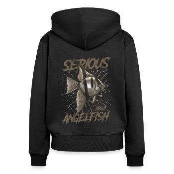 Ernsthaft über Altum Kaiserfisch Fish Keeper - Frauen Premium Bio Zip Hoodie - Schwarz - Hinten - Julia (174cm)
