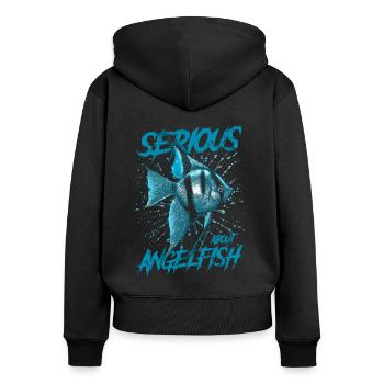 Ernsthaft über Altum Kaiserfisch Fish Keeper - Frauen Premium Bio Zip Hoodie - Schwarz - Hinten - Julia (174cm)